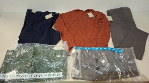 15 X BRAND NEW PIECE MIXED DAN JOHN CLOTHING LOT TO INCLUDE GARMENT WASHED CHINOS IN GREEN - GREY AND NAVY IN VARIOUS SIZES