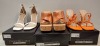 30 X BRAND NEW MISSGUIDED MIXED SHOE LOT TO INCLUDE EXTREME PLATFROM HEELED MULES IN TAN - BLOCK HIGH HEELS IN WHITE - WF HIGH HEEL SANDALS IN SAND ETC IN SIZE 6