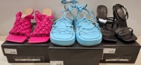 30 X BRAND NEW MISSGUIDED MIXED SHOE LOT TO INCLUDE SQAURE TOE HIGH HEELS - TIE UP HEELED SANDALS - GLADIATOR SANDALS - STRAPPY HEELED SANDALS ETC ALL IN SIZE 5