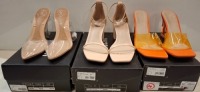 30 X BRAND NEW MISSGUIDED MIXED SHOE LOT TO INCLUDE SQAURE TOE HIGH HEELS - MID HEEL SHOES - SQAURE TOE WEDGE HEEL SHOES - COURT SHOES ETC ALL IN SIZE 4