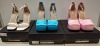 30 X BRAND NEW MISSGUIDED MIXED SHOE LOT TO INCLUDE HIGH HEEL SANDALS - MID CLEAR SANDALS - SATIN HEELED SHOES - MID HEELED SANDALS ETC ALL IN SIZE 4