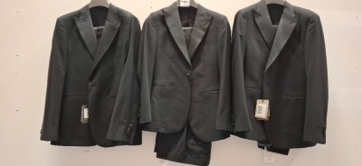 3 X BRAND NEW DAN JOHN BLACK SMOOKING REVER FULL SUITS IN SIZES 44-48-54 - RRP-£239.99 PP