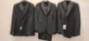 3 X BRAND NEW DAN JOHN BLACK SMOOKING REVER FULL SUITS IN SIZES 44-48-54 - RRP-&pound;239.99 PP