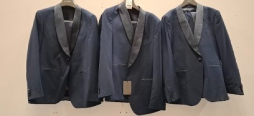 3 X BRAND NEW DAN JOHN BLUE SMOOKING REVER FULL SUITS IN SIZES 50-52-56- RRP-&pound;239.99 PP