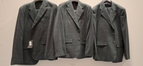 3 X BRAND NEW DAN JOHN GREY CHECK ABITO FINESTRATO FULL SUITS IN SIZES 50-54-58 RRP-&pound;189.99 PP