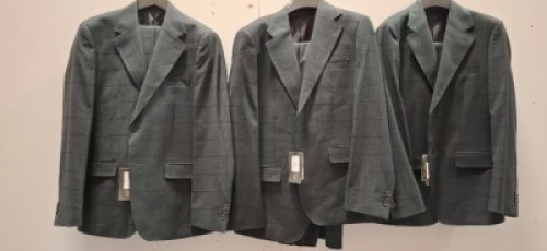 3 X BRAND NEW DAN JOHN GREY CHECK ABITO FINESTRATO FULL SUITS IN SIZES 46-50 RRP-&pound;189.99 PP