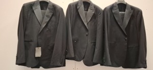 3 X BRAND NEW DAN JOHN BLACK SMOOKING REVER FULL SUITS IN SIZES 52-56-60 - RRP-£239.99 PP