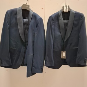 2 X BRAND NEW DAN JOHN BLUE SMOOKING REVER FULL SUITS IN SIZES 44--54- RRP-£239.99 PP