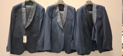 3 X BRAND NEW DAN JOHN BLUE SMOOKING REVER FULL SUITS IN SIZES 48-50-54- RRP-£239.99 PP