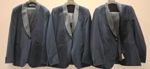 3 X BRAND NEW DAN JOHN BLUE SMOOKING REVER FULL SUITS IN SIZES 50-52- RRP-£239.99 PP
