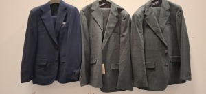 3 X BRAND NEW DAN JOHN BLUE - GREY CHECK ABITO FINESTRATO FULL SUITS IN SIZES 46-52-56- RRP-£239.99 PP