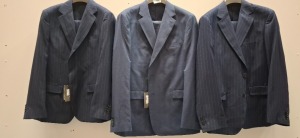 3 X BRAND NEW DAN JOHN BLUE STRIPE AND BLUE CHECK ABITO GESSATO FULL SUITS IN SIZES 50-56 - RRP-£239.99 PP
