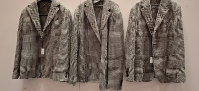 5 X BRAND NEW DAN JOHN GIACCA GALLES BLACK/ WHITE PATTERNED SUIT BLAZERS IN SIZES 48-50-56 ETC RRP-£199.99 PP