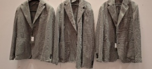 5 X BRAND NEW DAN JOHN GIACCA GALLES BLACK/ WHITE PATTERNED SUIT BLAZERS IN SIZES 48-50-56 ETC RRP-&pound;199.99 PP