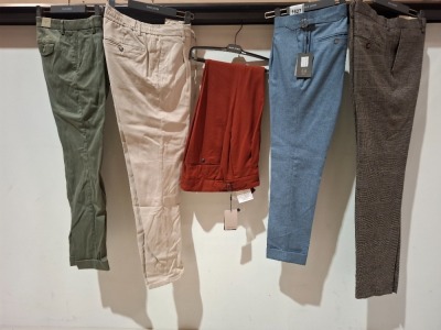 10 X BRAND NEW MIXED DAN JOHN PANTS - SUIT PANTS LOT IN VARIOUS STYLES AND COLOURS TO INCLUDE GREEN PANTS - BIEGE PANTS - BIEGE SUIT TROUSERS - GREY SUIT TROUSERS - ETC ALL IN VARIOUS SIZES RRP-£49.99 PP