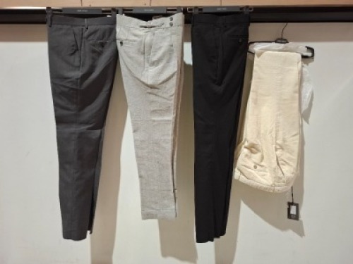10 X BRAND NEW MIXED DAN JOHN PANTS - SUIT PANTS LOT IN VARIOUS STYLES AND COLOURS TO INCLUDE BLUE CORDROY PANTS - WHITE CORDROY PANTS - GREY SUIT TROUSERS - CHARCOAL SUIT TROUSERS ETC ALL IN VARIOUS SIZES RRP-&pound;49.99 PP