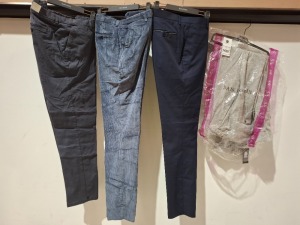 10 X BRAND NEW MIXED DAN JOHN PANTS - SUIT PANTS LOT IN VARIOUS STYLES AND COLOURS TO INCLUDE GREY SUIT TROUSERS - BLUE SUIT TROUSERS - BLUE PANTS - BLUE CORDROY PANTS ETC ALL IN VARIOUS SIZES RRP-£49.99 PP