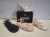 30 X BRAND NEW MISSGUIDED MIXED SHOE LOT TO INCLUDE CHUNKY FLATFORM GLADIATOR SANDAL, STRAPPY RING DETAIL HEELED SANDAL IN WHITE, SAND, BLACK, CREAM ETC IN SIZE 7, 6