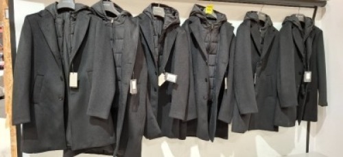 6 X BRAND NEW DAN JOHN BLACK HOODED BIB COATS IN BLACK IN SIZES 56 , 52 , 50 , 44 , 60 , 46 , - RRP EACH &pound;159 - TOTAL &pound;954
