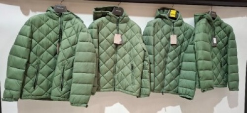 4 X BRAND NEW DAN JOHN PUFFER JACKET IN GREEN IN SIZES M , XL , L - RRP EACH &pound;80 - TOTAL RRP &pound;320