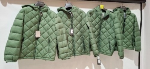 4 X BRAND NEW DAN JOHN PUFFER JACKET IN GREEN IN SIZES S , M AND L - RRP EACH &pound;80 - TOTAL RRP &pound;320