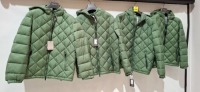 4 X BRAND NEW DAN JOHN PUFFER JACKET IN GREEN IN SIZES S , M AND L - RRP EACH &pound;80 - TOTAL RRP &pound;320