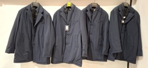 4 X BRAND NEW DAN JOHN JACKET / COAT IN NAVY BLUE IN SIZES 54 , 56 , - RRP EACH £144 - TOTAL £576