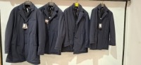 4 X BRAND NEW DAN JOHN JACKET / COAT IN NAVY BLUE IN SIZES 50 , 46 , 60 - RRP EACH &pound;144 - TOTAL &pound;576