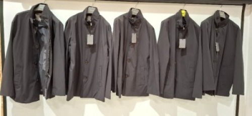 5 X BRAND NEW DAN JOHN TRENCH CON PETTORINAS IN BLACK IN SIZES XL AND XXL - RRP EACH &pound;180 - TOTAL &pound;900