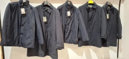 5 X BRAND NEW DAN JOHN TRENCH TRAPUNTATOS IN NAVY BLUE IN SIZES 50 , 52 , 60 AND M - PPE EACH &pound;140 - TOTAL RRP &pound;700