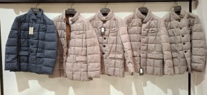 5 X BRAND NEW DAN JOHN COATS 4 IN GREY/ BROWN IN SIZES XXL , XL , AND ONE IN BLUE IN SIZE S - RRP EACH £140 - TOTAL RRP £700