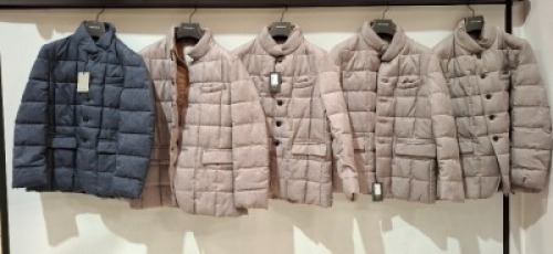 5 X BRAND NEW DAN JOHN COATS 4 IN GREY/ BROWN IN SIZES XXL , XL , AND ONE IN BLUE IN SIZE S - RRP EACH &pound;140 - TOTAL RRP &pound;700