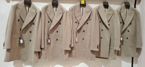 5 X BRAND NEW DAN JOHN COATS IN WHITE / BROWN IN SIZES 52 , 40 , 48 , 46 - RRP EACH £150 - TOTAL RRP £750