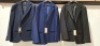 5 X BRAND NEW MIXED DAN JOHN SUIT BLAZERS LOT TO INCLUDE 3X IN NAVY IN SIZES 50-56-60 , 1X IN LIGHT BLUE IN SIZE 54 AND 1 IN BLACK IN SIZE 52 - RRP- EACH &pound;130