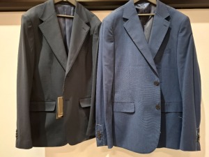 5 X BRAND NEW MIXED DAN JOHN SUIT BLAZERS LOT TO INCLUDE 3X IN BLUE IN SIZES 46,52,56 2X NAVY BLUE IN SIZE 48 - RRP EACH £150