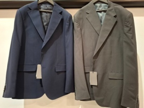 5 X BRAND NEW MIXED DAN JOHN SUIT BLAZERS LOT TO INCLUDE 4X IN NAVY IN SIZES 48,50,52 AND 1X IN GREY IN SIZE 60 - RRP EACH &pound;130