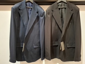 5 X BRAND NEW MIXED DAN JOHN SUIT BLAZERS LOT TO INCLUDE 4X NAVY IN SIZES 46,52,54 AND 1X IN BLACK IN SIZE 52 - RRP EACH £130