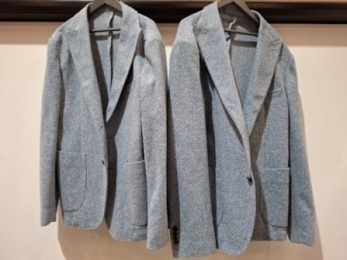 5 X BRAND NEW DAN JOHN SUIT BLAZERS IN WHITE/BLUE IN MIXED SIZES 46,48,52,56,58 - RRP EACH &pound;130