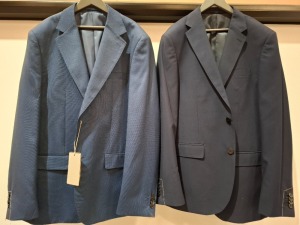 5 X BRAND NEW DAN JOHN SUIT BLAZERS LOT TO INCLUDE 4X IN NAVY IN SIZES 48,50,52 AND 1X IN NAVY IN SIZE 50