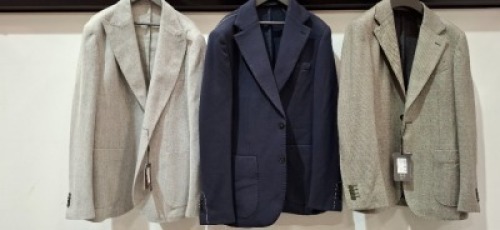 5 X BRAND NEW MIXED DAN JOHN SUIT BLAZERS LOT TO INCLUDE 3 X IN NAVY IN SIZES 44,50,54 , 1X IN GREY IN SIZE 50 , 1X IN GREEN IN SIZE 44 - RRP EACH &pound;130