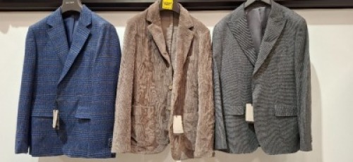 5 X BRAND NEW MIXED DAN JOHN SUIT BLAZERS LOT TO INCLUDE 2 X IN BLUE/BROWN IN SIZES 48,50 , 2X IN GREY/WHITE IN SIZES 48,60 , 1X IN BROWN IN SIZE 48 - RRP EACH &pound;130