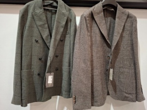 5 X BRAND NEW MIXED DAN JOHN SUIT BLAZERS LOT TO INCLUDE 3 X IN GREY IN SIZES 44,50,56 , 2X IN GREY/WHITE IN SIZES 54,56 - RRP EACH &pound;130