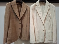 5 X BRAND NEW MIXED DAN JOHN SUIT BLAZERS LOT TO INCLUDE 3 X IN WHITE IN SIZES 54,56,58 , 2X IN BROWN IN SIZES 50/XL - RRP EACH &pound;130