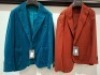 5 X BRAND NEW MIXED DAN JOHN SUIT BLAZERS LOT TO INCLUDE 3X IN TEAL IN SIZES 48,50 , 2X IN BURGUNDY RED IN SIZES 44,50 - RRP EACH &pound;130