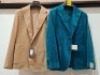 5 X BRAND NEW MIXED DAN JOHN SUIT BLAZERS LOT TO INCLUDE 4 X IN LIGHT BROWN IN SIZES 50,54,56,58 AND 1X IN TEAL IN SIZE 52 - RRP EACH &pound;130