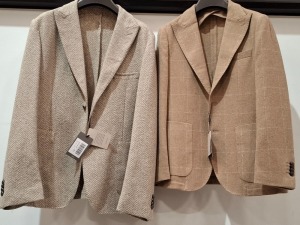 5 X BRAND NEW MIXED DAN JOHN SUIT BLAZERS LOT TO INCLUDE 4 X IN LIGHT BROWN IN SIZES 44,48,56 AND 1X IN WHITE/BROWN IN SIZE 58 - RRP EACH £130