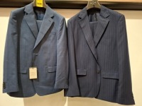 5 X BRAND NEW MIXED DAN JOHN SUIT BLAZERS WITH MATCHING TROUSERS LOT TO INCLUDE 4 X IN BLUE IN SIZES 46,48,50,54 AND 1X IN NAVY IN SIZE 60