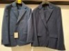 5 X BRAND NEW MIXED DAN JOHN SUIT BLAZERS WITH MATCHING TROUSERS LOT TO INCLUDE 4 X IN BLUE IN SIZES 46,48,50,54 AND 1X IN NAVY IN SIZE 60