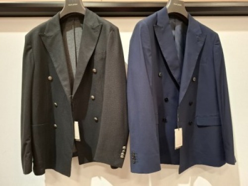 5 X BRAND NEW MIXED DAN JOHN SUIT BLAZERS LOT TO INCLUDE 3 X IN BLACK IN SIZES 46,50,56 AND 2X IN NAVY BLUE IN SIZES 44,52 - RRP EACH &pound;130