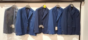 5 X BRAND NEW MIXED DAN JOHN SUIT BLAZERS IN BLUE / NAVY IN SIZES 50 , 48 , 60 , 54 - RRP EACH £130